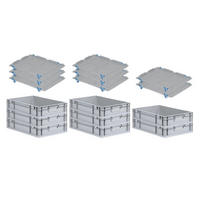EUROBOX 8x Nextgen Economy Mit Auflagedeckel Grau/Blau Griffe Geschlossen 23 Liter - Blau, Kunststoff (40/12/60cm) - PROREGAL