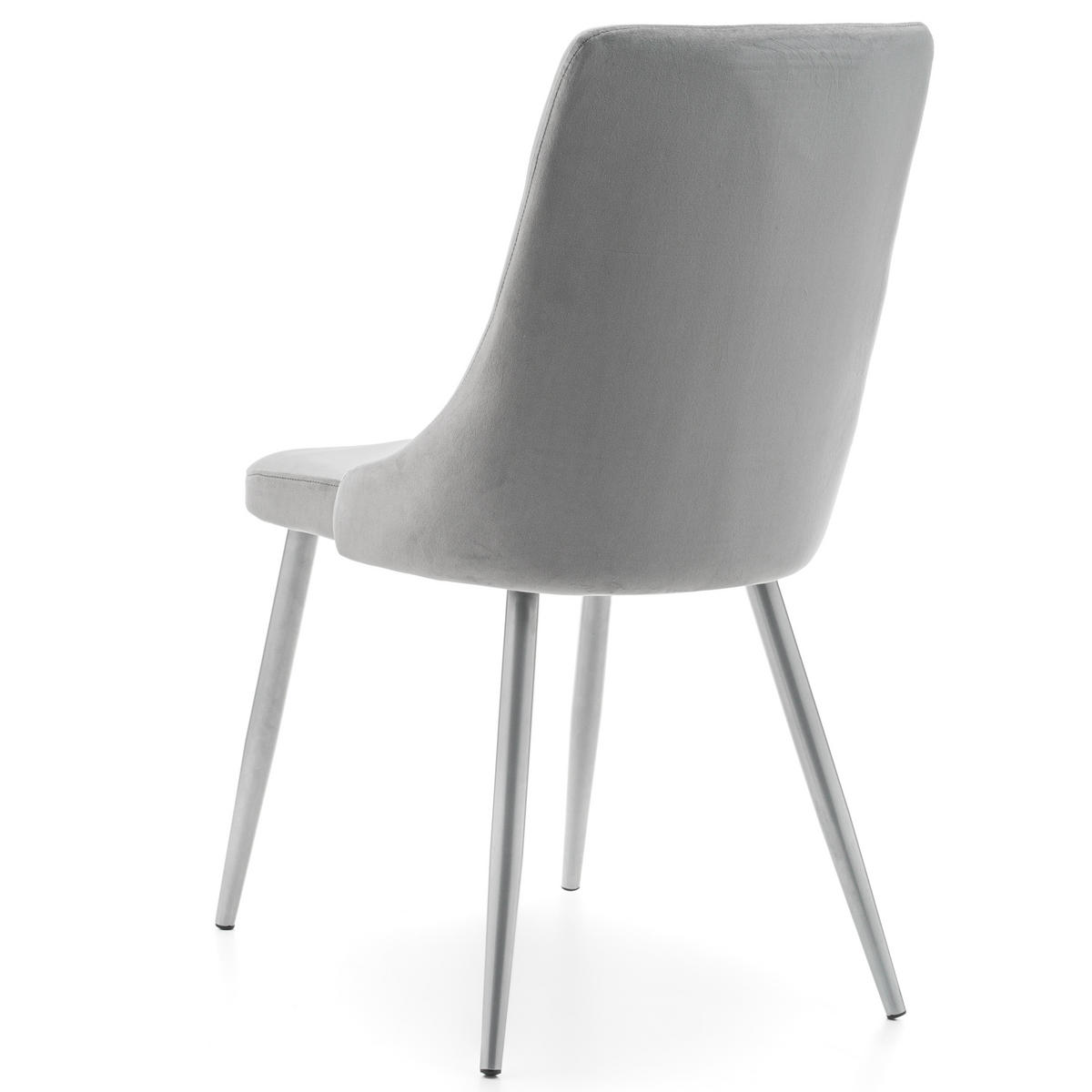 STUHL UNO gepolstert - hellgrau - Samt Velours - Silberfarben/Hellgrau, Textil/Metall (48/95/57cm) - NEW HOME
