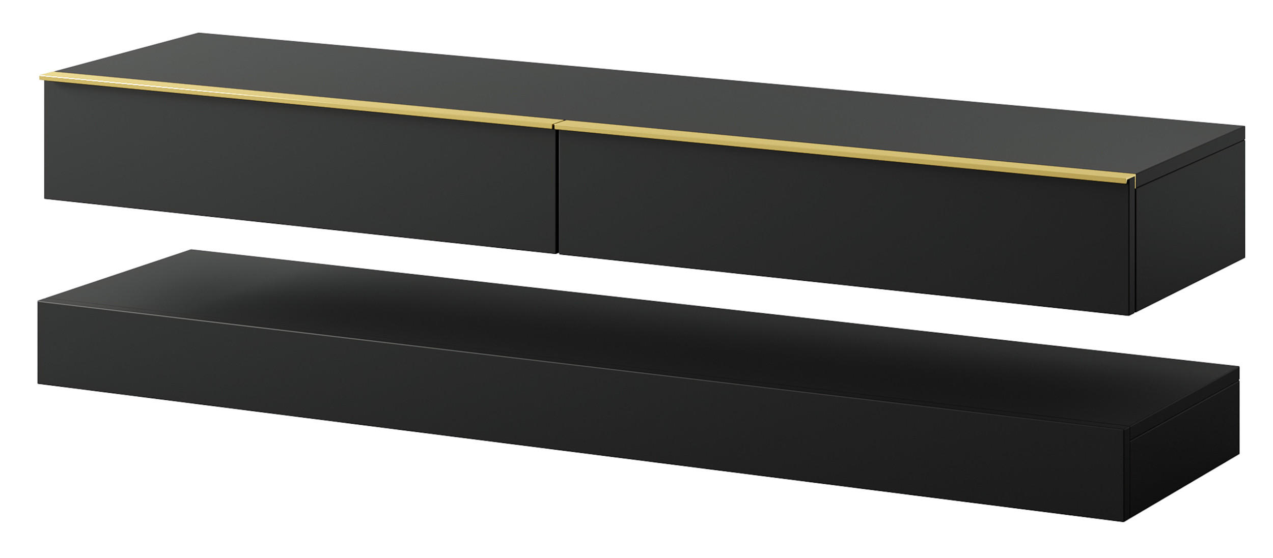 TV-SCHRANK Hylia Schwarz 140 cm - Goldfarben/Schwarz, Holzwerkstoff/Metall (140/45/34cm) - Selsey