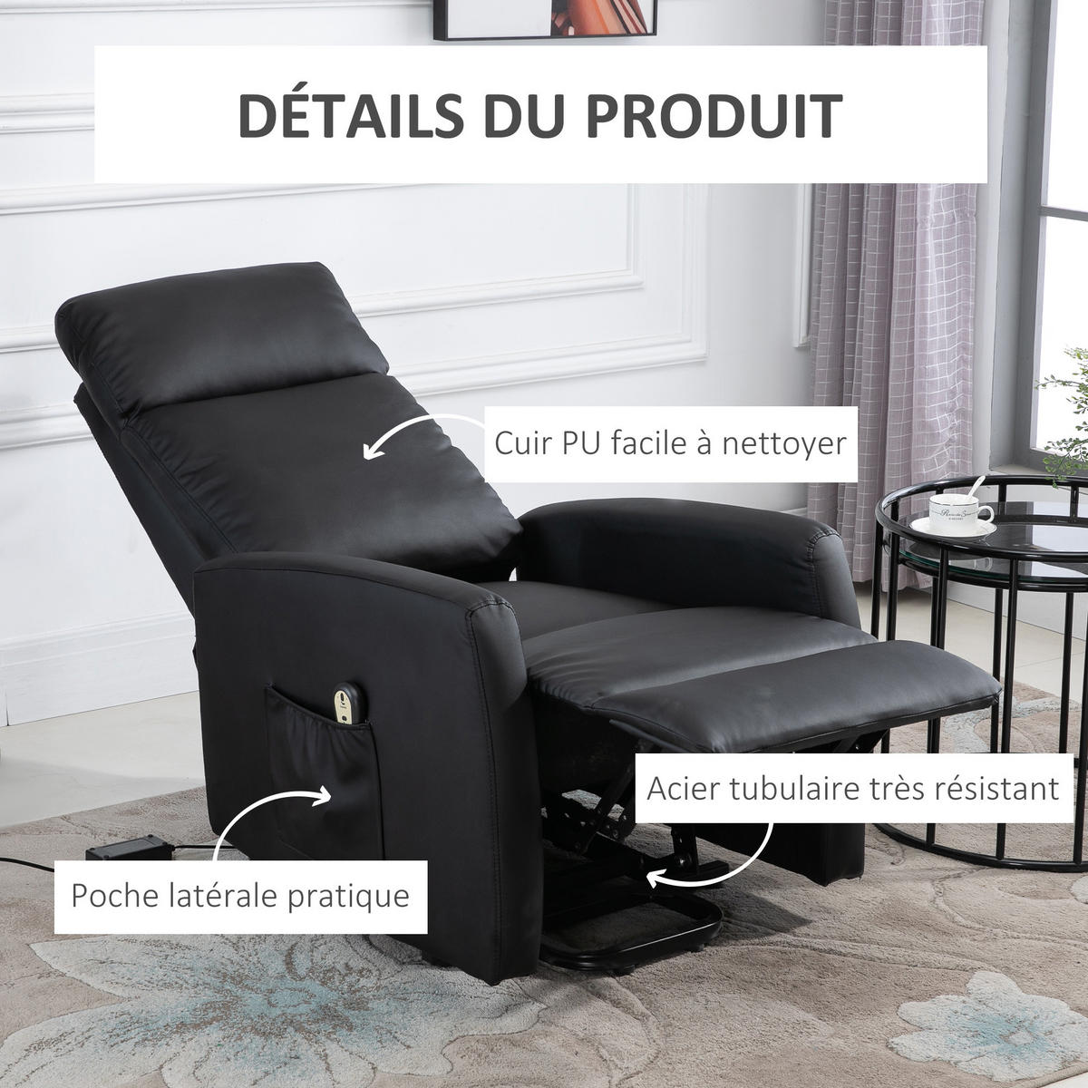 FERNSEHSESSEL DE-15368 elektrisch verstellbar mit Aufstehhilfe Schwarz - Schwarz, Metall (95/105/67cm) - ComfortXL