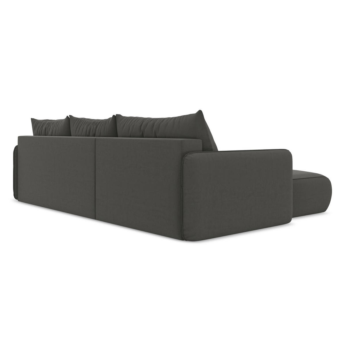 ECKSOFA mit Schlaffunktion Samt Stoff Grau - Dunkelgrau/Schwarz, Kunststoff/Textil (148/240cm) - LaMiaSofa