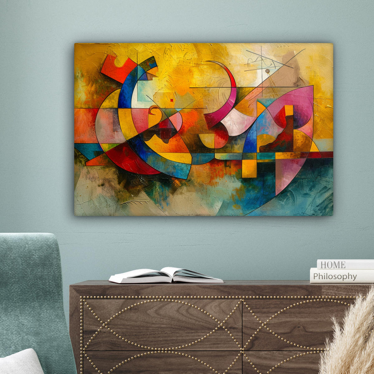 LEINWANDBILD Kunst - Abstrakt - Modern Gemälde 60x40 cm - Gelb, Textil (60/40cm) - MuchoWow