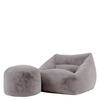 SITZSACK Sessel mit Sitzpouf Natalia - Grau, Textil (97/73/84cm) - icon