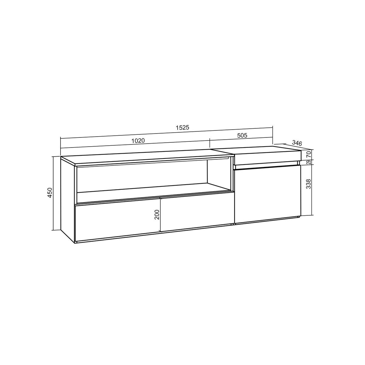 LOWBOARD Hängend, zementgrau, 150/35/45cm - Hellgrau, Holzwerkstoff (150/45/35cm) - Skraut Home