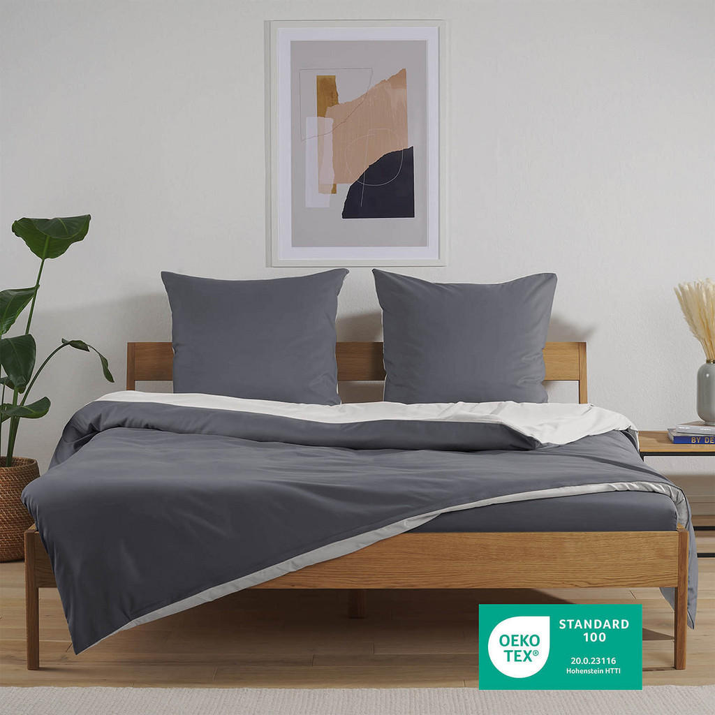 Thumbnail - Blumtal Wendebettwäsche, Grau, Hellgrau, Textil, Rechteckig, 135x200 cm, Oeko-Tex® Standard 100, Schlaftextilien, Bettwä...