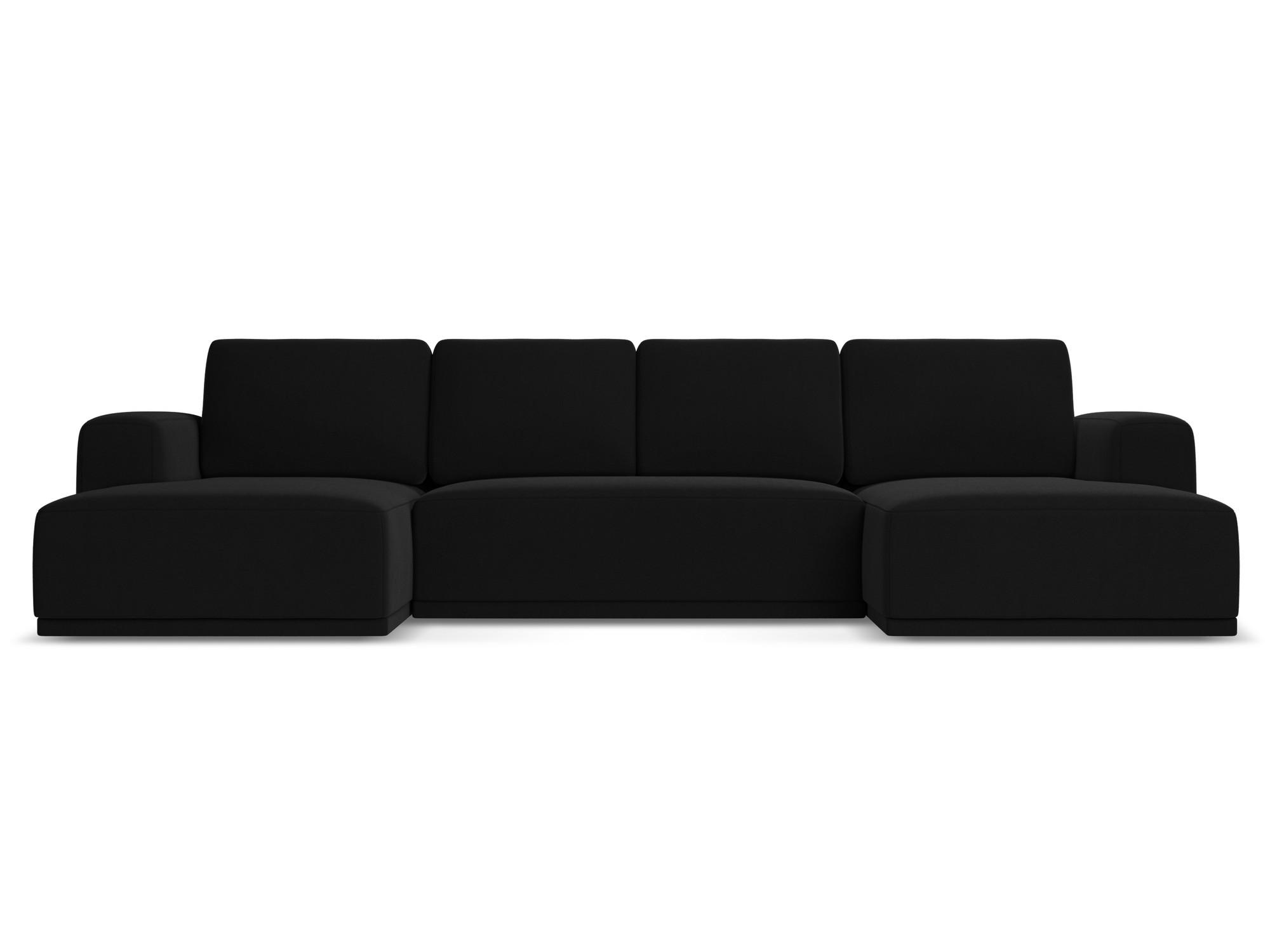 WOHNLANDSCHAFT Samt Stoff Schwarz - Schwarz, Kunststoff/Textil (333/91/160cm) - Makamii