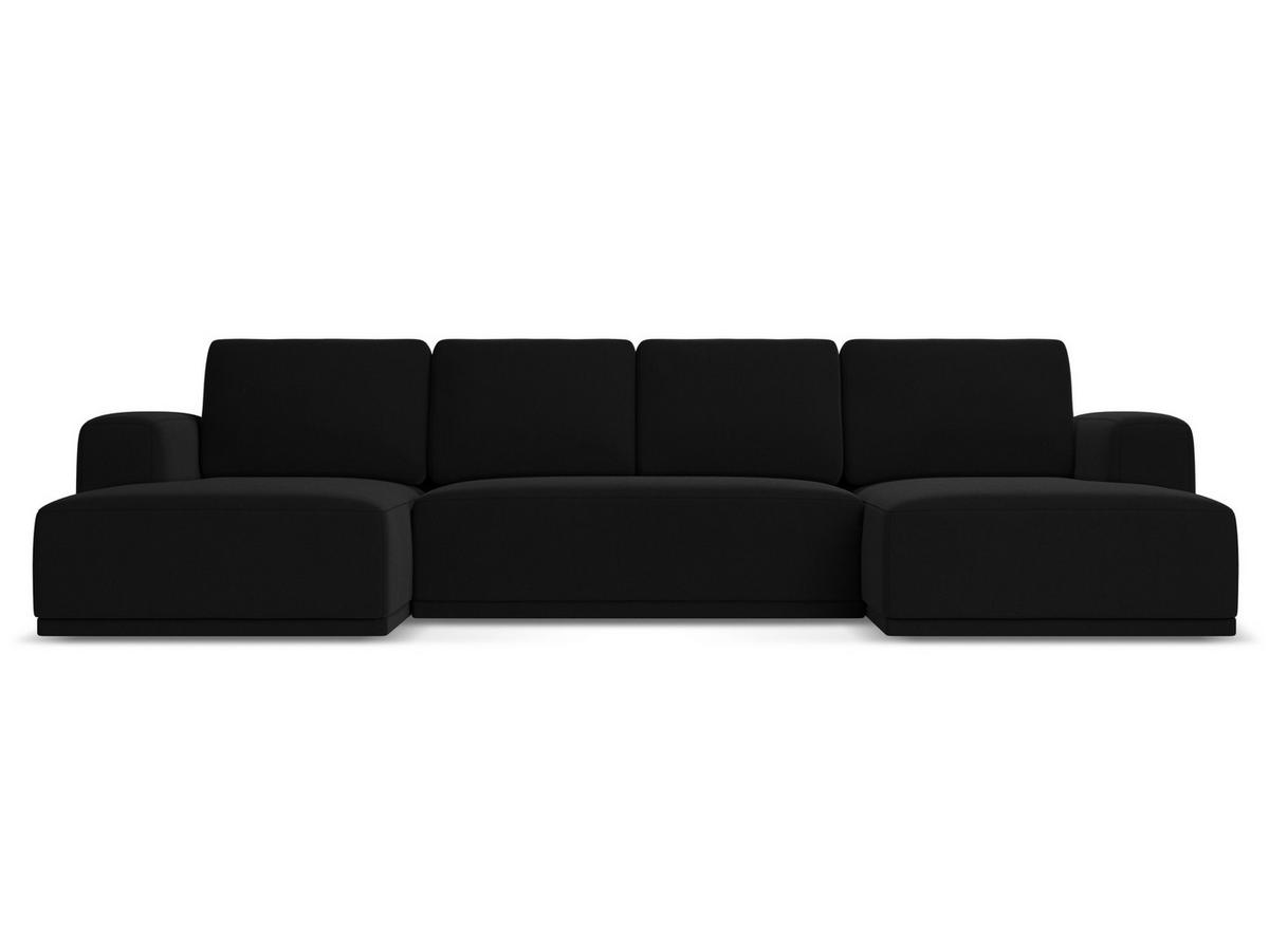 WOHNLANDSCHAFT Samt Stoff Schwarz - Schwarz, Kunststoff/Textil (333/91/160cm) - Makamii