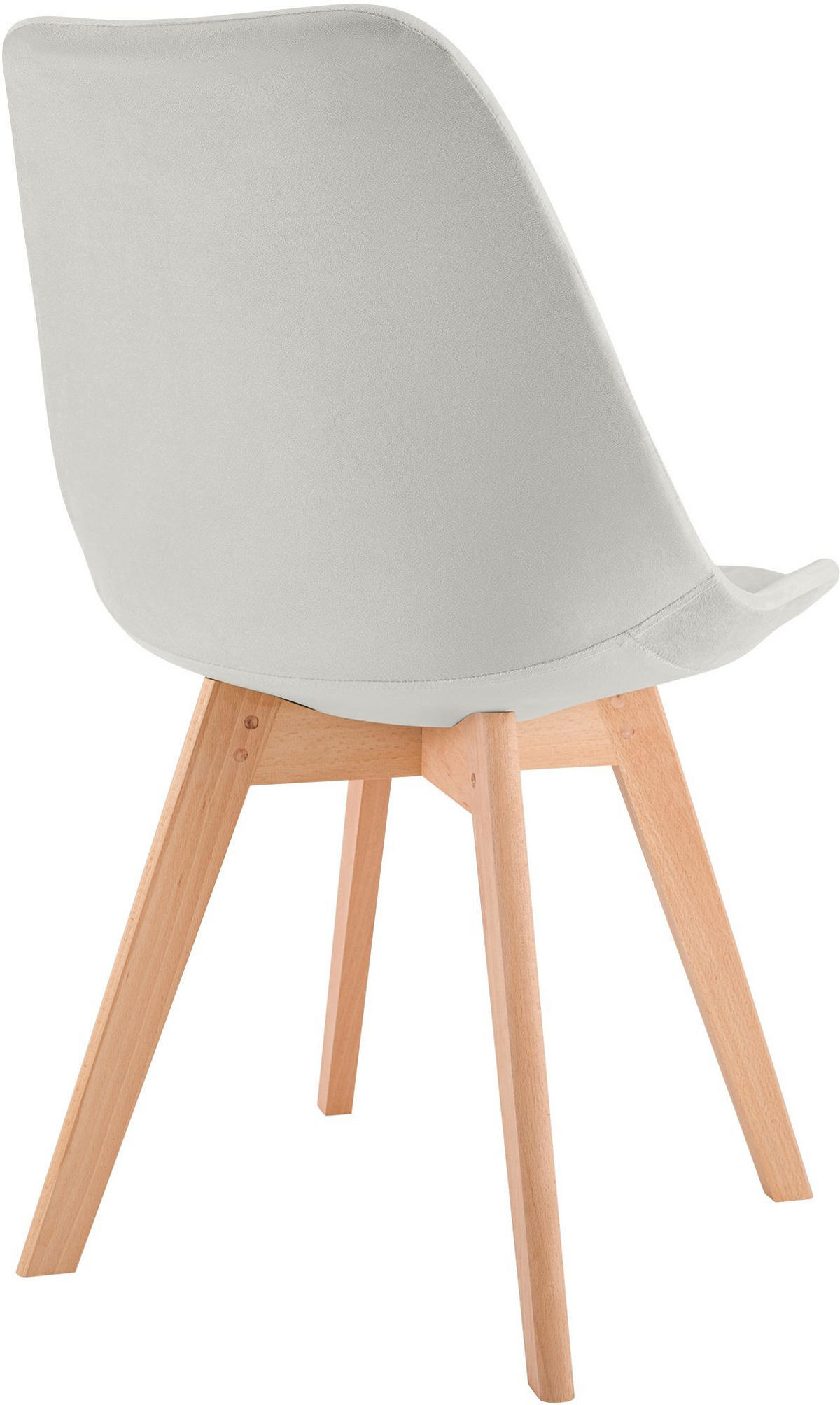 STUHL 4 Samt Hellgrau - Eukalyptusholzfarben/Hellgrau, Holz/Textil (49/83/50cm) - CLP