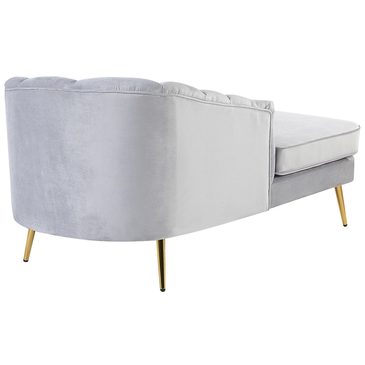 ČALOUNĚNÉ LEHÁTKO CHAISE LONGUE Sametová látka světle šedé pravostranné Allier - šedá/zlatá, textil (150/75/76cm) - Beliani
