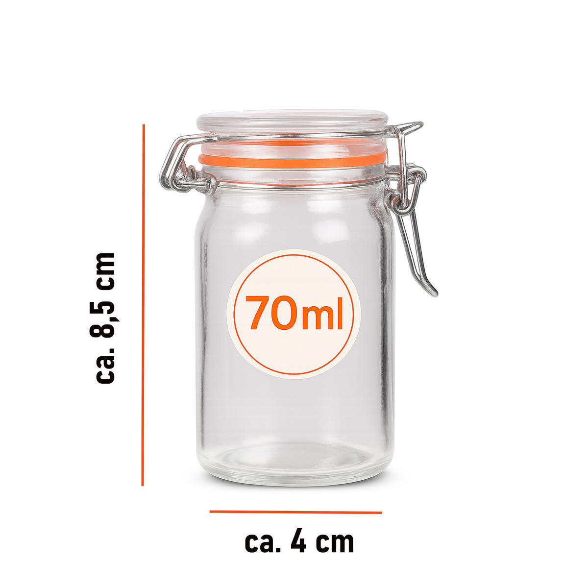 EINMACHGLAS-SET mit Bügelverschluss 70ml 2er-Pack - Transparent, Glas (0.07L)