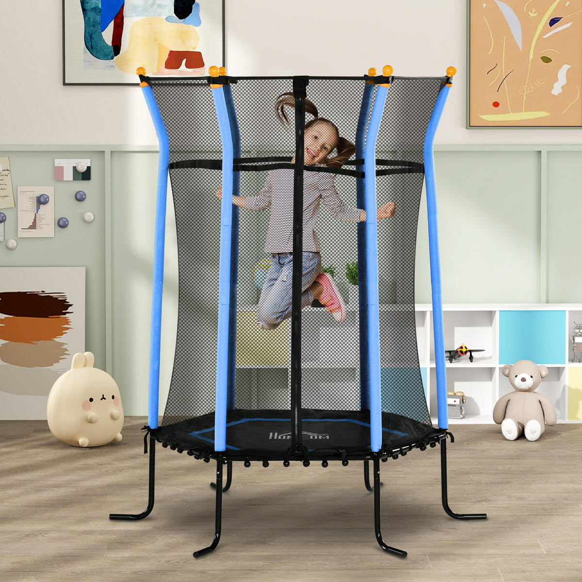 KINDERTRAMPOLIN - Blau, Kunststoff/Metall (163.5/163.5cm) - HOMCOM
