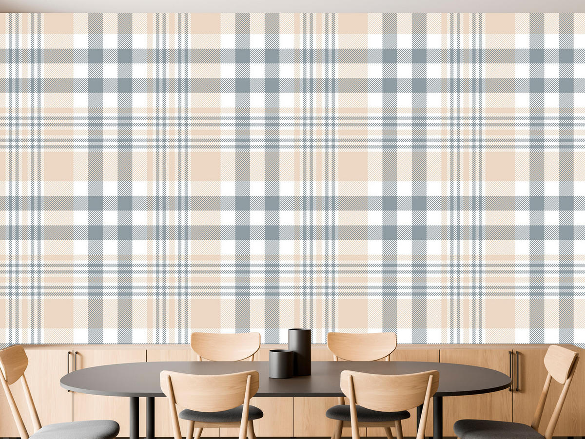 VLIESTAPETE Klassisches Karomuster – Beige, Grau, Weiß – 50x1000 cm - Beige/Weiß, Papier (50/1000cm) - Muralo