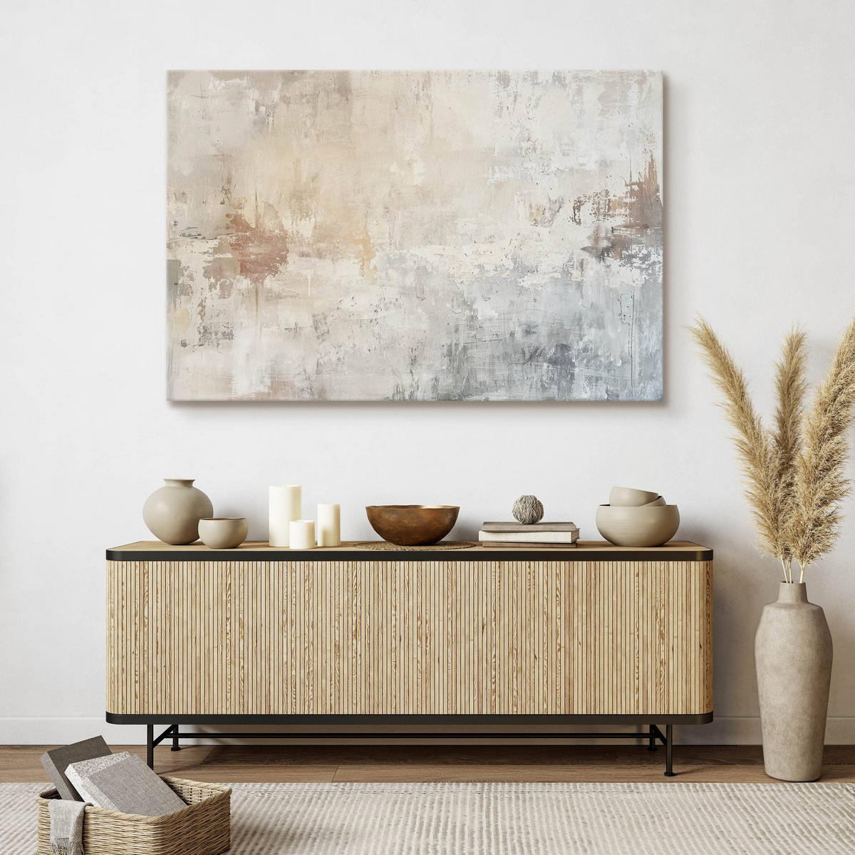 LEINWANDBILD Abstraktion Beton Optik Moderne Muster 40/30cm - Beige/Braun, Textil (40/30cm) - Muralo