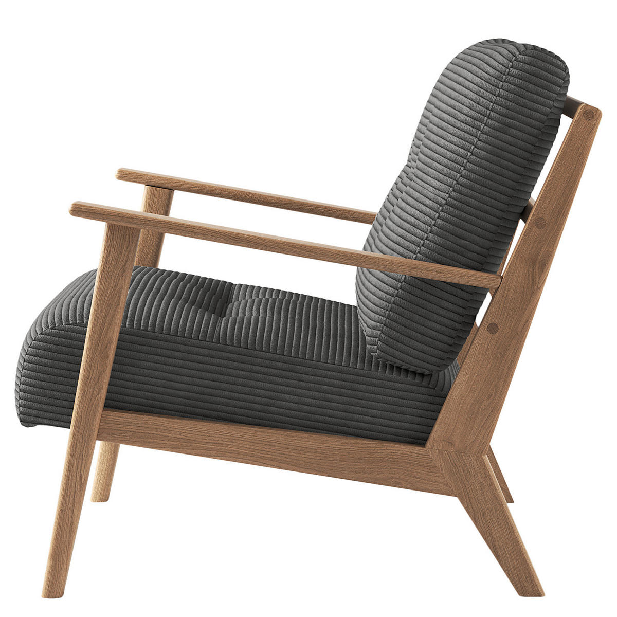 SESSEL - Eichefarben/Anthrazit, Eichenholz/Textil (83/80/75cm) - home24