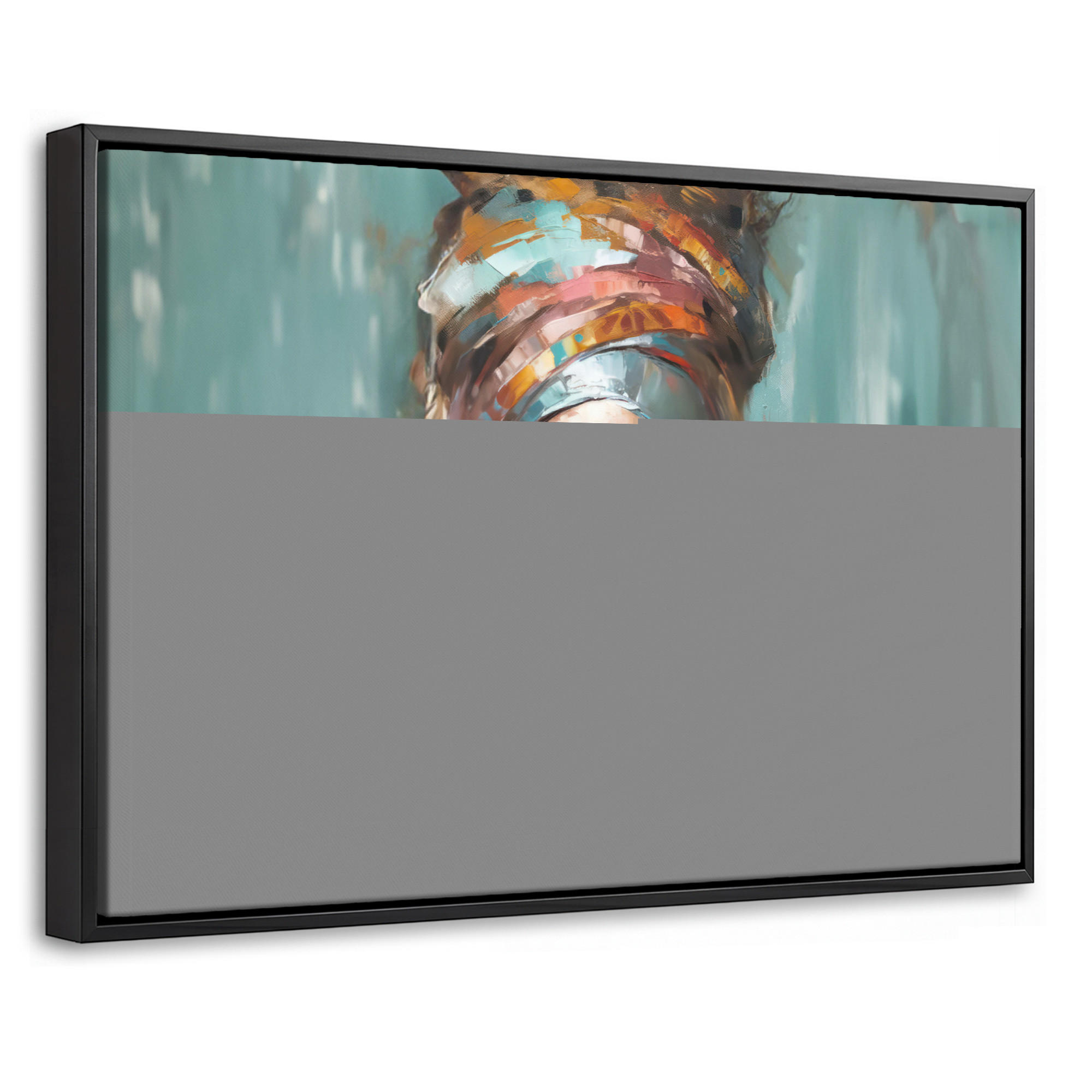 LEINWAND Bilder mit Rahmen - Frau - Kunst - Schmuck - Porträt - 60x40 - Blaugrau, Textil (60/40cm) - MuchoWow