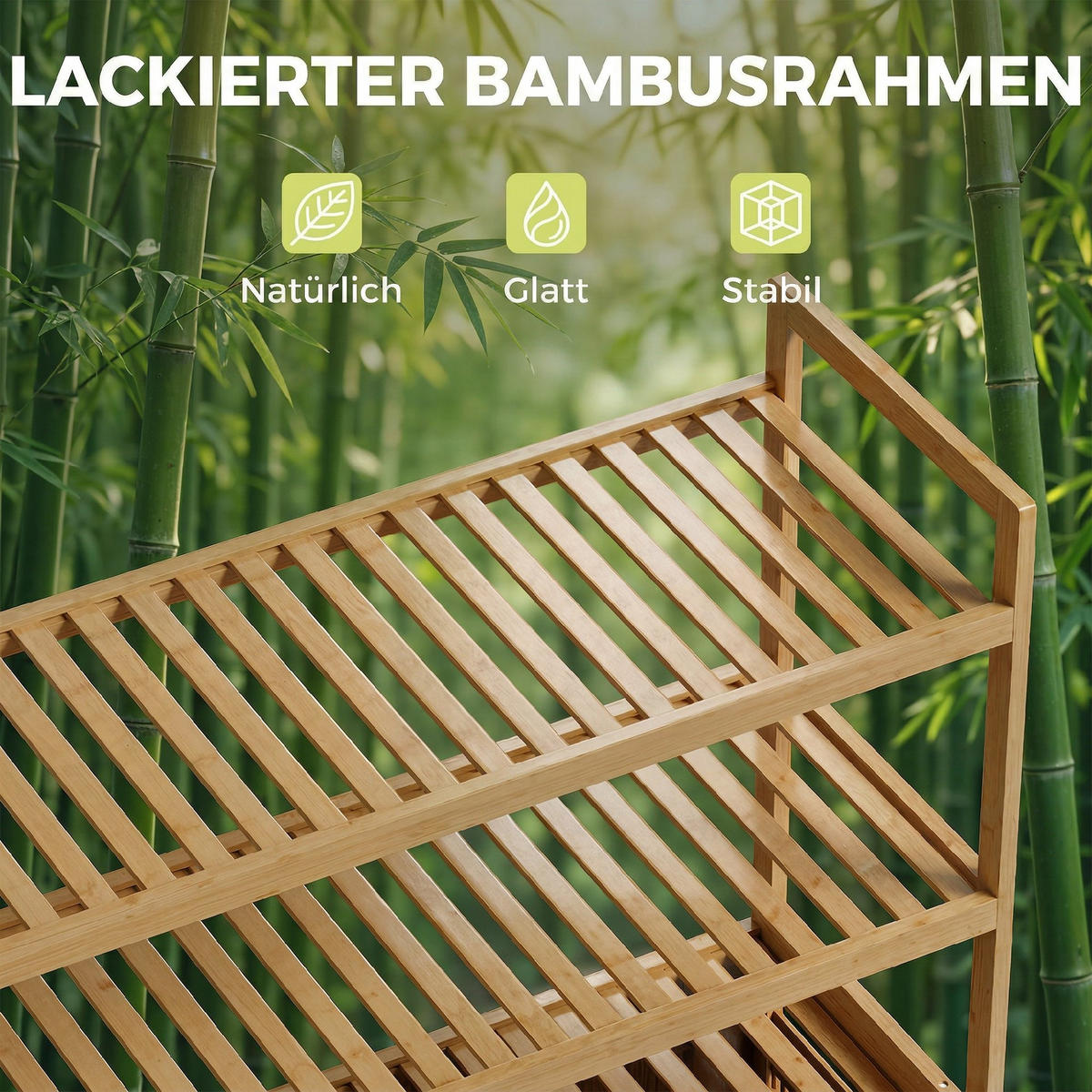 WÄSCHESCHRANK Bambus Vliesstoff Eiche - Eichefarben/Goldfarben, Naturmaterialien/Holz (30/118/80cm) - HOMCOM