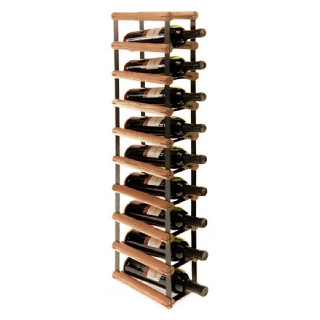 WEINREGAL Vinotega Mod Metal 92,5x12,5x24,5 cm 1x9 Flaschen Massives Kiefernholz Braun Geölt - Braun, Holz (12.5/92.5/24.5cm) - PROREGAL