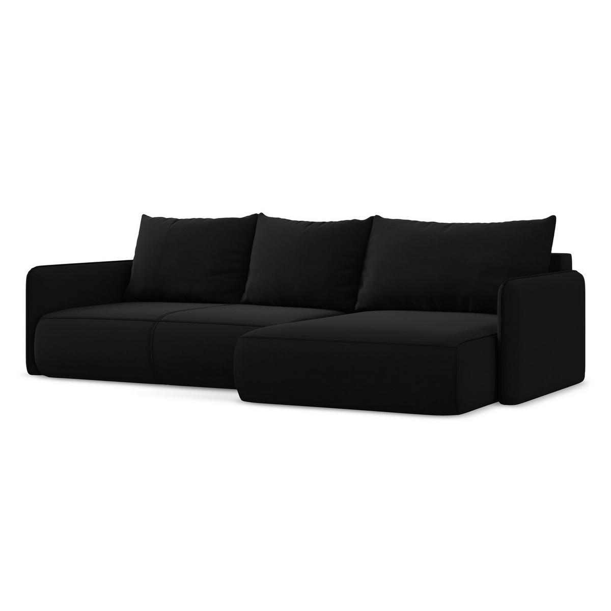 ECKSOFA mit Schlaffunktion Samt Stoff Schwarz - Schwarz, Kunststoff/Textil (240/148cm) - LaMiaSofa