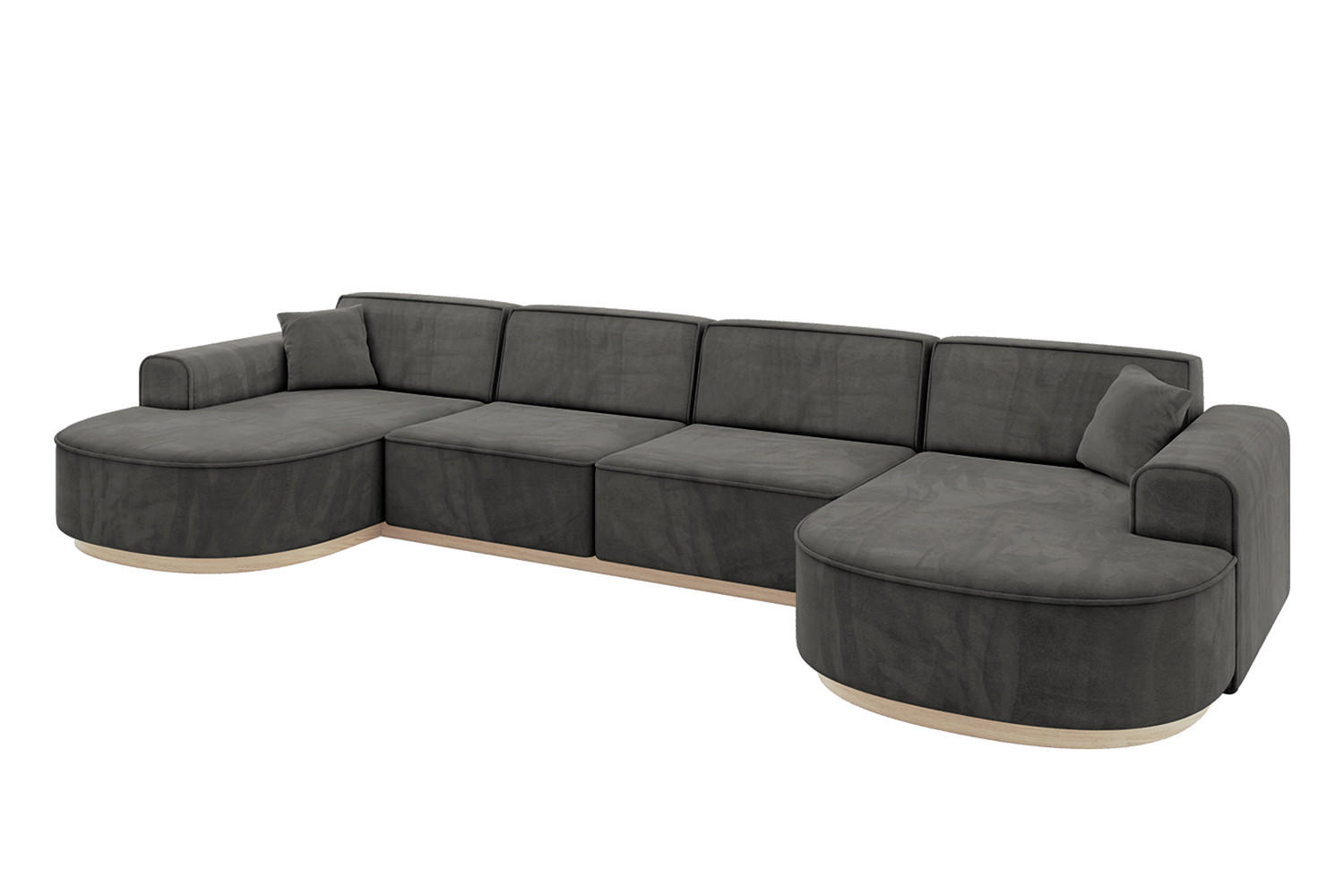 WOHNLANDSCHAFT MARI-U2-v1 - 388x171x83 cm Dunkelgrau Velours - Dunkelgrau, Holzwerkstoff/Textil (388/83/171cm) - ALTDECOR