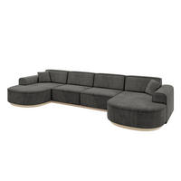 WOHNLANDSCHAFT MARI-U2-v1 - 388x171x83 cm Dunkelgrau Velours - Dunkelgrau, Holzwerkstoff/Textil (388/83/171cm) - ALTDECOR