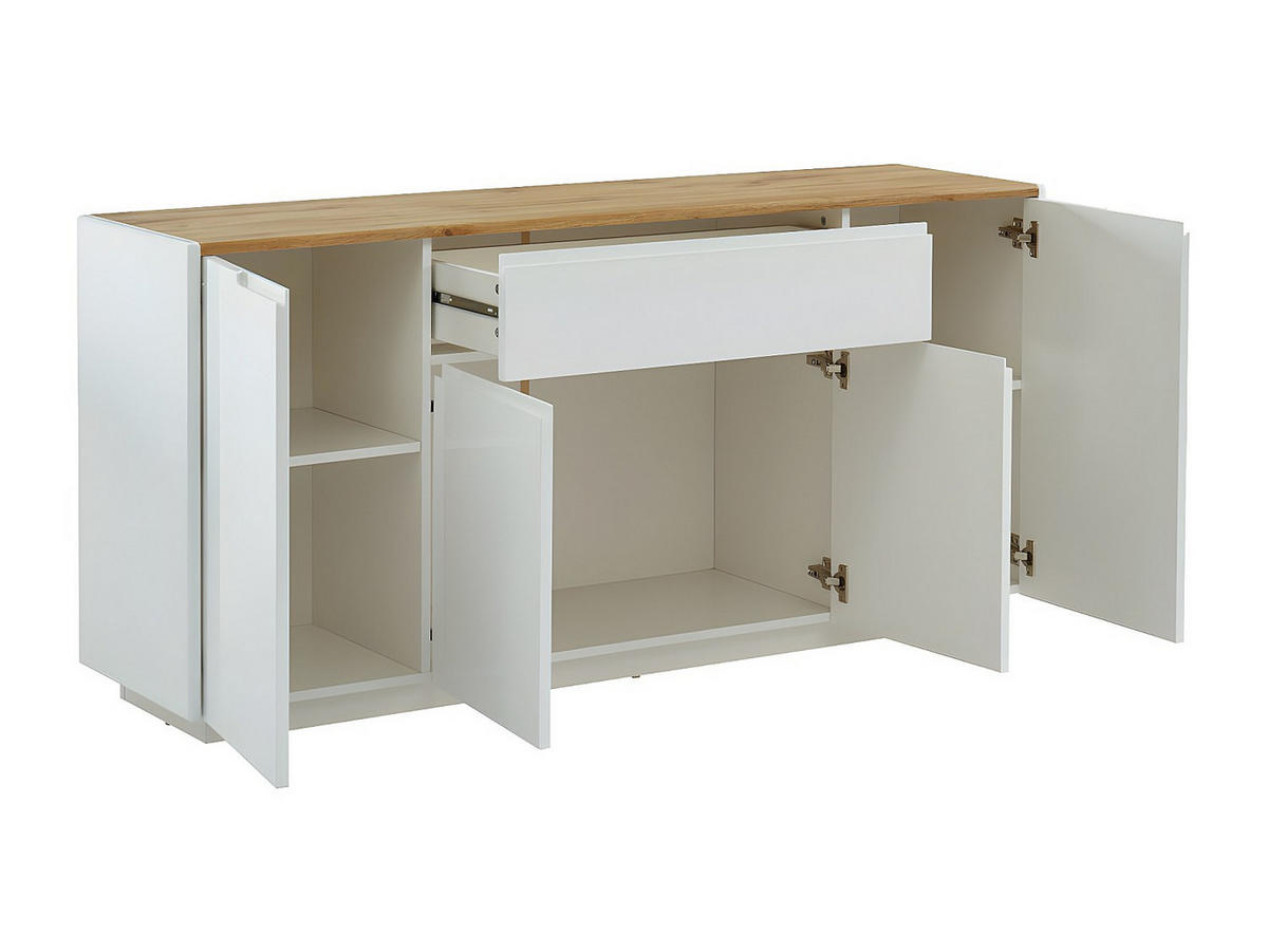 SIDEBOARD - 160 cm x 40 cm - Holz, Platte - Naturfarben Hell, Weiß AMANI - Naturfarben/Weiß, Holz (160/76/40cm) - Vente-Unique