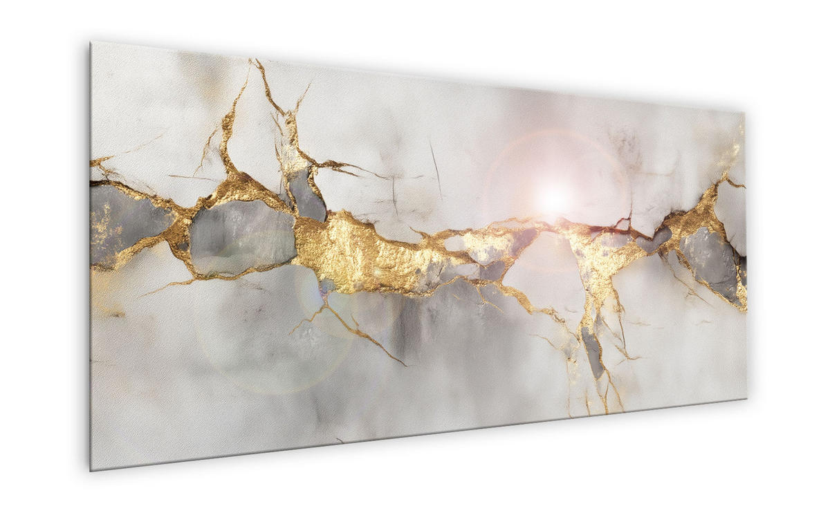 GLASBILD 125x50 cm abstrakt grau gold - Anthrazit, Glas (125/50cm) - artissimo