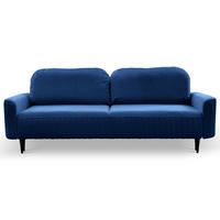 BETTSOFA FILO Blau Velours-Stoff mit Schlaffunktion - Blau, Holz (244/92/102cm) - MASSENO