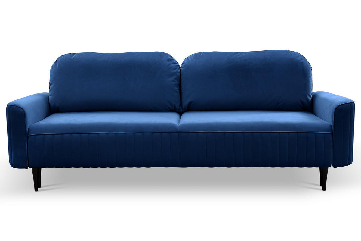 BETTSOFA FILO Blau Velours-Stoff mit Schlaffunktion - Blau, Holz (244/92/102cm) - MASSENO