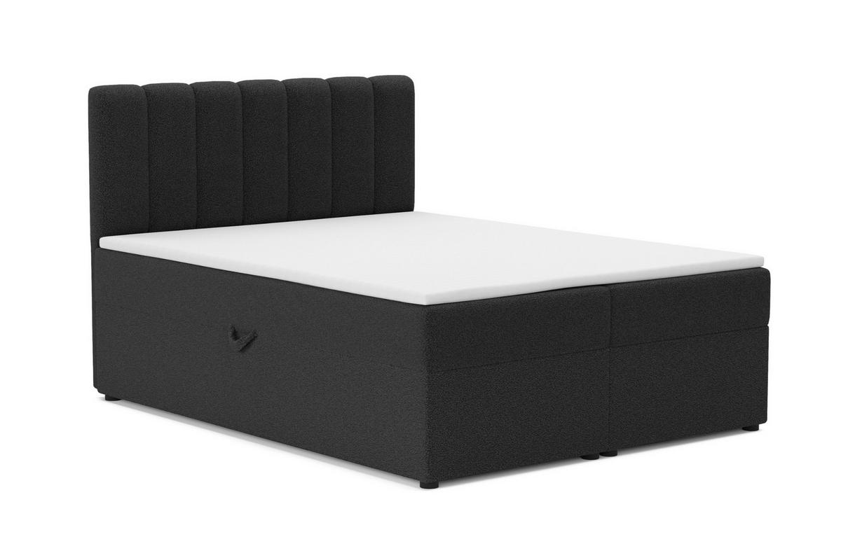 BOXBETT VINCENT 200/200 in Boucle Schwarz H3 - Schwarz, Holz/Holzwerkstoff (200/200cm) - Deine Möbel 24