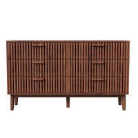 KOMODA s orechovou povrchovou úpravou so 6 zásuvkami a prednou časťou v štýle Art Deco - farba orecha, kompozitné drevo (34/73/100cm) - SHOPENTRA