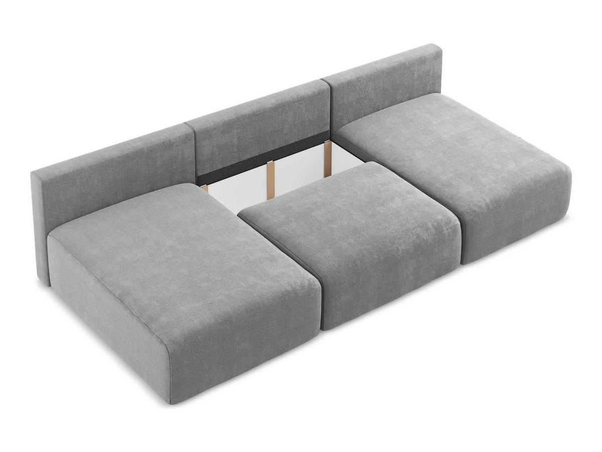 WOHNLANDSCHAFT Chenille Stoff Grau - Blau/Schwarz, Kunststoff/Textil (304/79/149cm) - Makamii