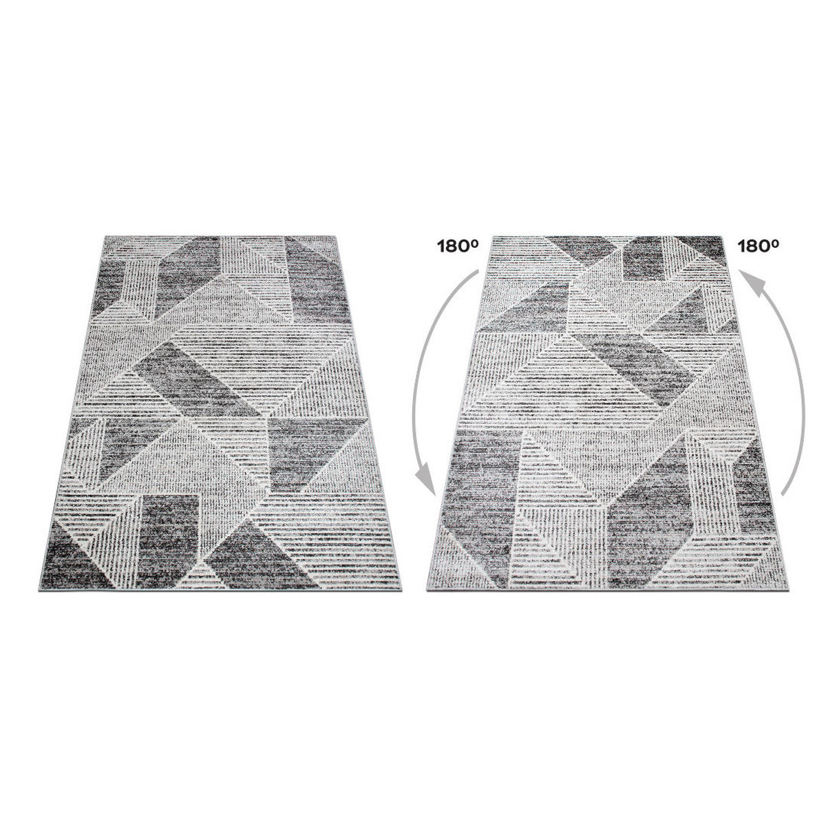 TEPPICH Harmonia geometrisches Design Dreieck Hoch-Tief-Effekt grau 80 x 150 cm - Creme/Grau, Kunststoff/Textil (80/150cm) - oKu-Tex