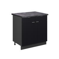 KÜCHENUNTERSCHRANK Fame-Line, Schwarz gestreift, 80 cm, AP Anthrazit - Anthrazit/Schwarz, Holzwerkstoff (80/82/60cm) - Vicco