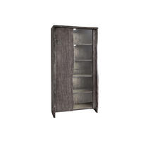 VITRINE Akazie 105x45x204 grau lackiert PURE ACACIA #911 - Grau, Holz (105/204/45cm) - Massivmoebel24