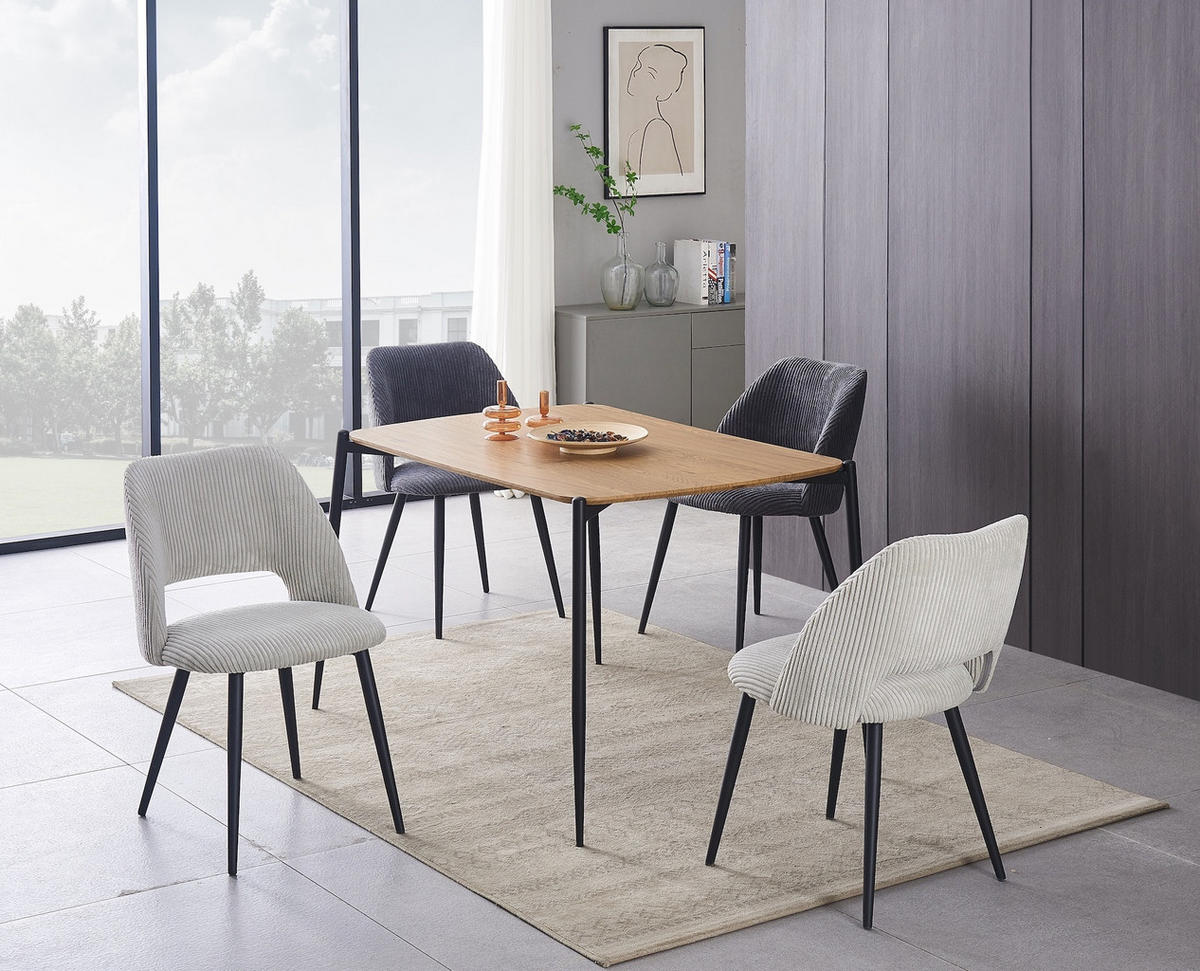 STUHL VICKY Grau 2 Stück - Grau, Textil/Metall (53/80/57cm) - B&D Home