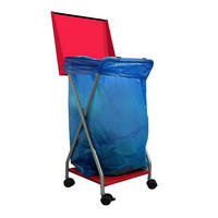 ROLLBARER Müllsackständer mit 4 Rollen 120 Liter - Rot, Metall (38/90/38cm) - QUICK STAR