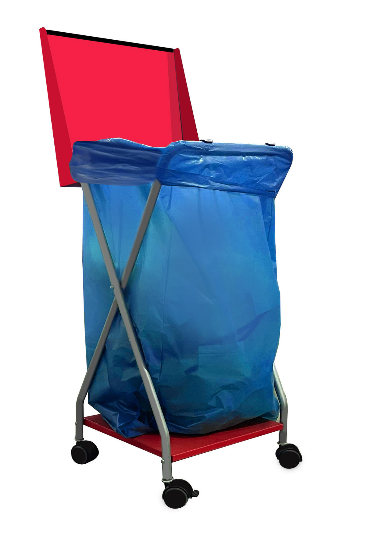 ROLLBARER Müllsackständer mit 4 Rollen 120 Liter - Rot, Metall (38/90/38cm) - QUICK STAR