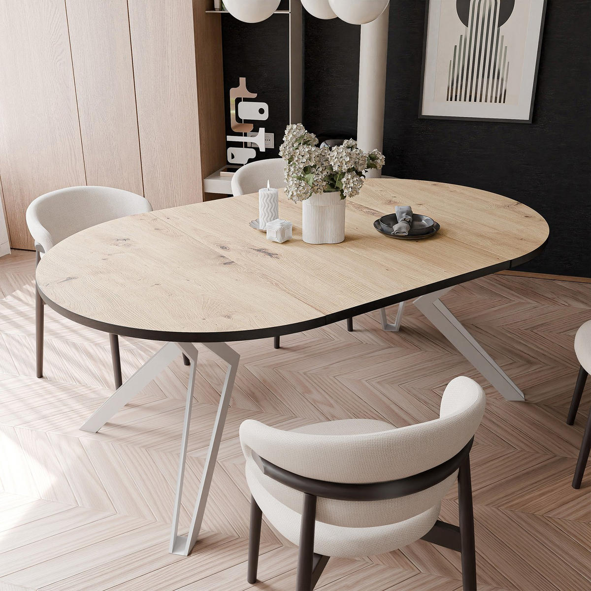 ESSTISCH ausziehbar aus MDF, Braun - Braun/Weiß, Holzwerkstoff (120/120/76cm) - Idohome