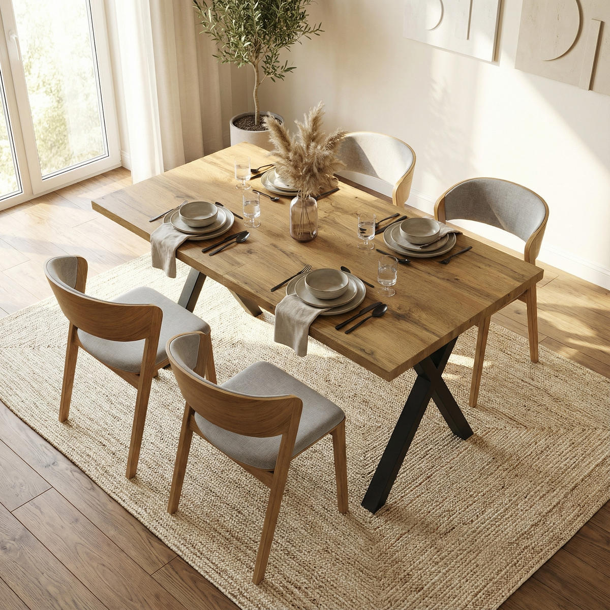 ESSTISCH 140 x 80 cm in Eiche-Optik & Schwarz - Eichefarben, Holzwerkstoff (80/140/76cm) - Urban Meuble