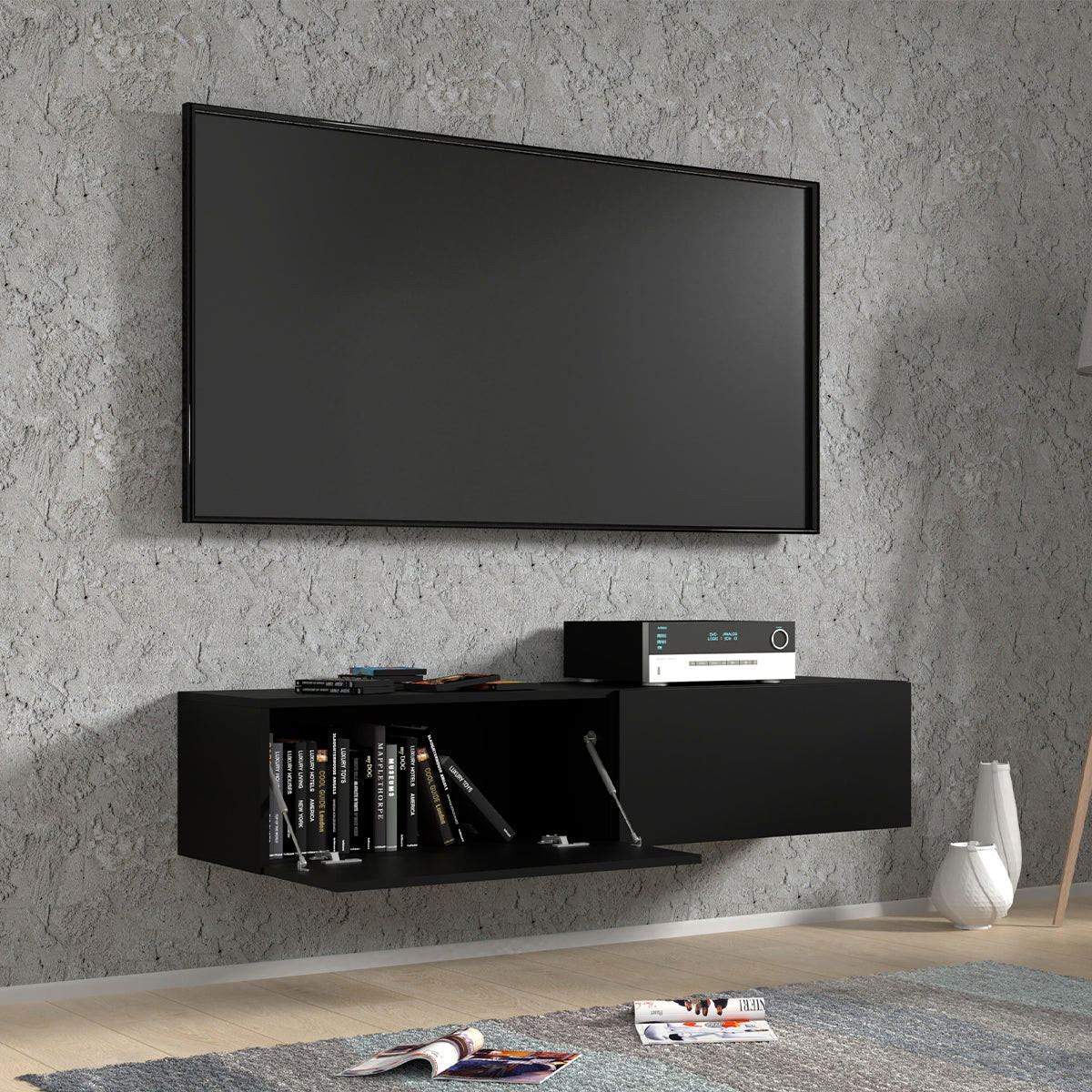 TV STOLÍK Bali Matná čierna - čierna, kompozitné drevo (140/30/40cm) - Petits-meubles