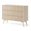 KOMMODE Silva 106 cm in Sandbeige + Scandi-Fischgrätmuster mit Schubladen - Beige/Goldfarben, Holz/Holzwerkstoff (106/81/38cm) - Ravio