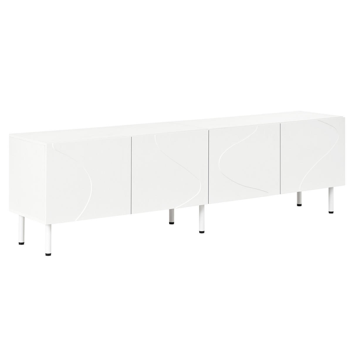 TV-SCHRANK Weiß 170/35/50 cm, 4 Türen, Push-to-Open, Metallfüße - Weiß, Holzwerkstoff (170/50/35cm) - PANGIVO
