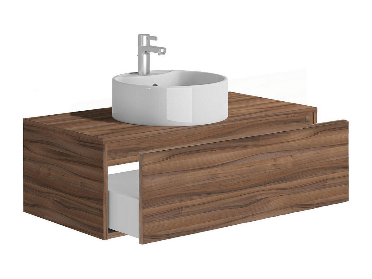 EINZELWASCHTISCH - 94 cm x 47 cm - Holz, Platte - Naturfarben Dunkel - TEANA - Naturfarben, Holz (94/32/47cm) - Vente-Unique