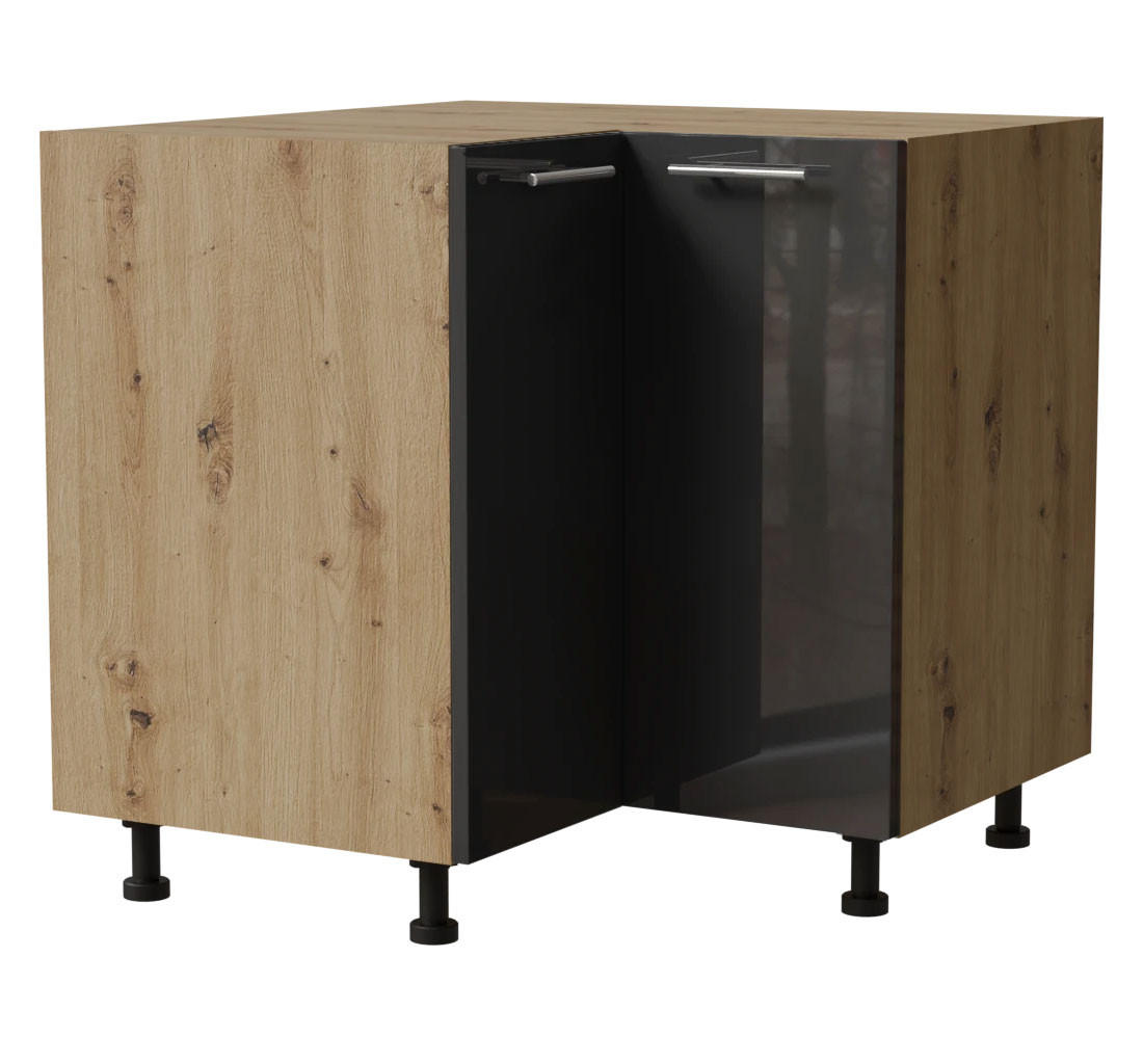 Feldmann-Wohnen Eckunterschrank Graphit, Eiche Artisan 84x82x84 cm