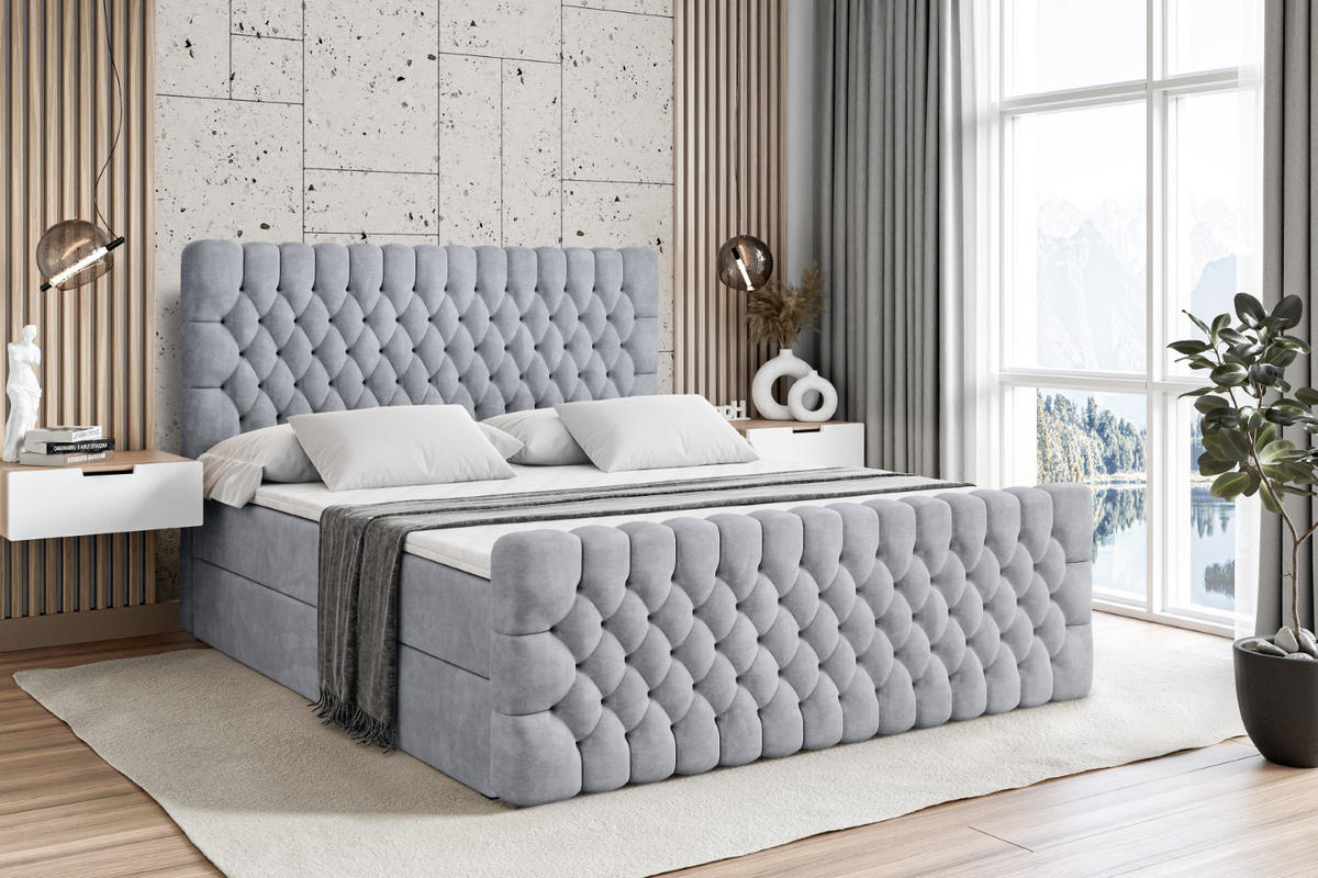 BOXBETT SERENE-Z - 120 x 200 - H4 - Hellgrau - Hellgrau, Holzwerkstoff (120/200cm) - ALTDECOR