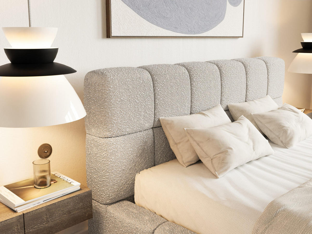 POLSTERBETT Lund 140x200 cm, Grau - Grau, Textil (140/200cm) - Fedve
