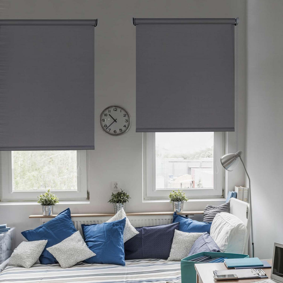 VERDUNKELUNGSROLLO Grau 160x250 cm - Grau, Kunststoff (160/250cm) - STORESDECO