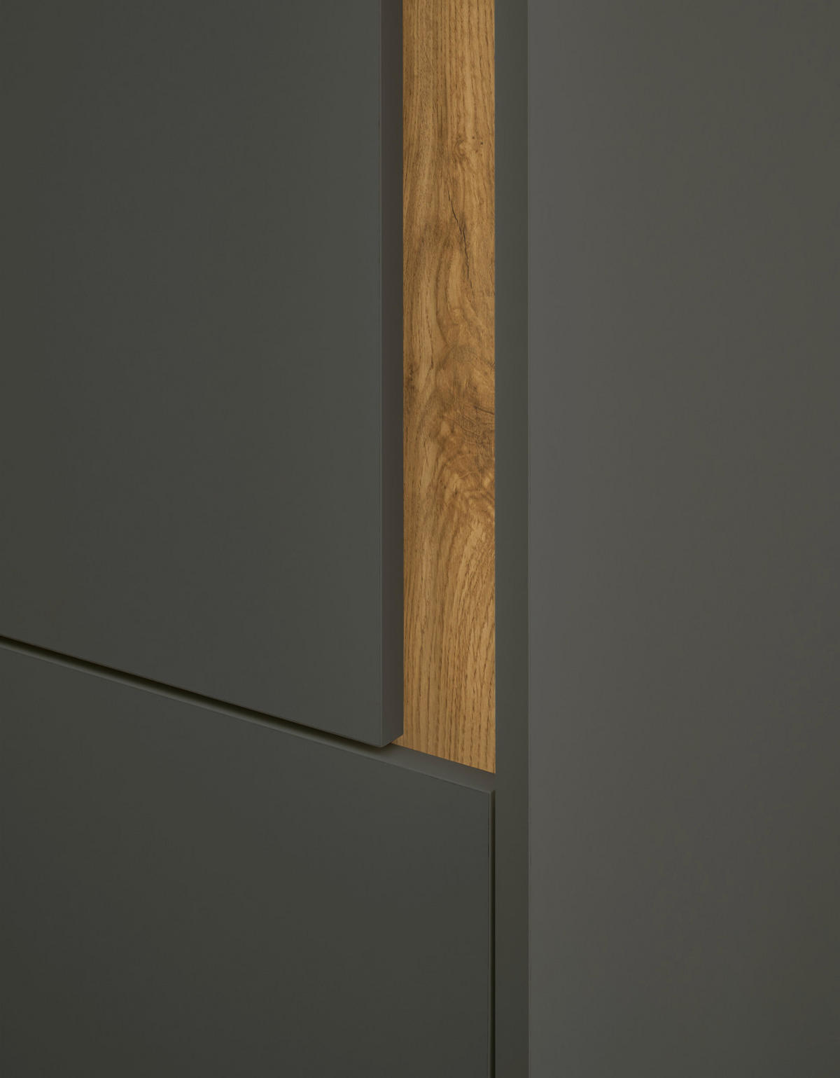 AKTENSCHRANK Grau matt, Eiche Wotan 50 x 158 cm, Stauraumschrank mit 4 Ordnerhöhen - Eichefarben/Schwarz, Holzwerkstoff/Kunststoff (50/158/40cm) - Furn.Design