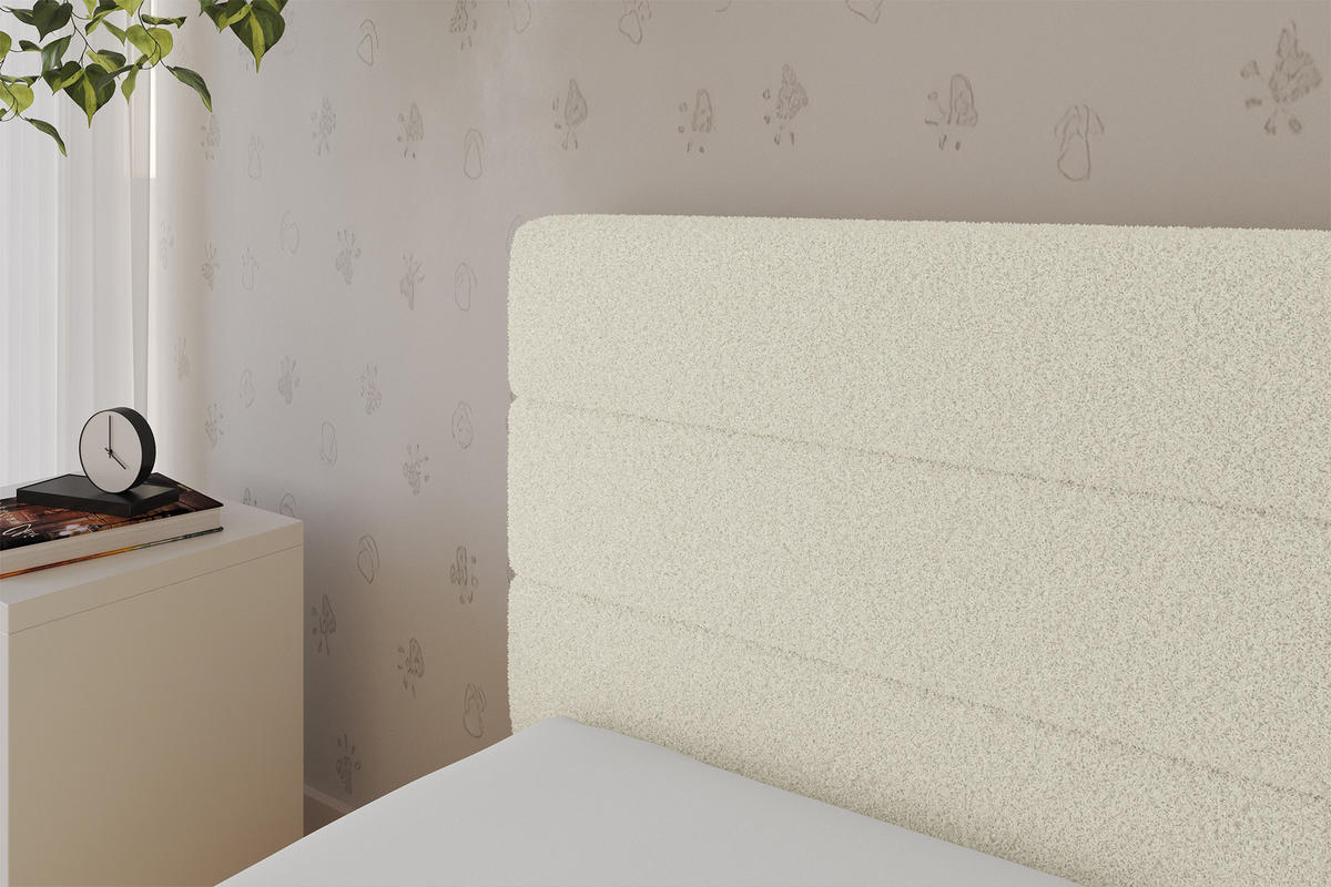 EINZELLBETT Jugendbett mit Bettkasten, Rechts - BEMY 90x200 Beige - Perlmutt, Holzwerkstoff/Textil (90/200cm) - ALTDECOR