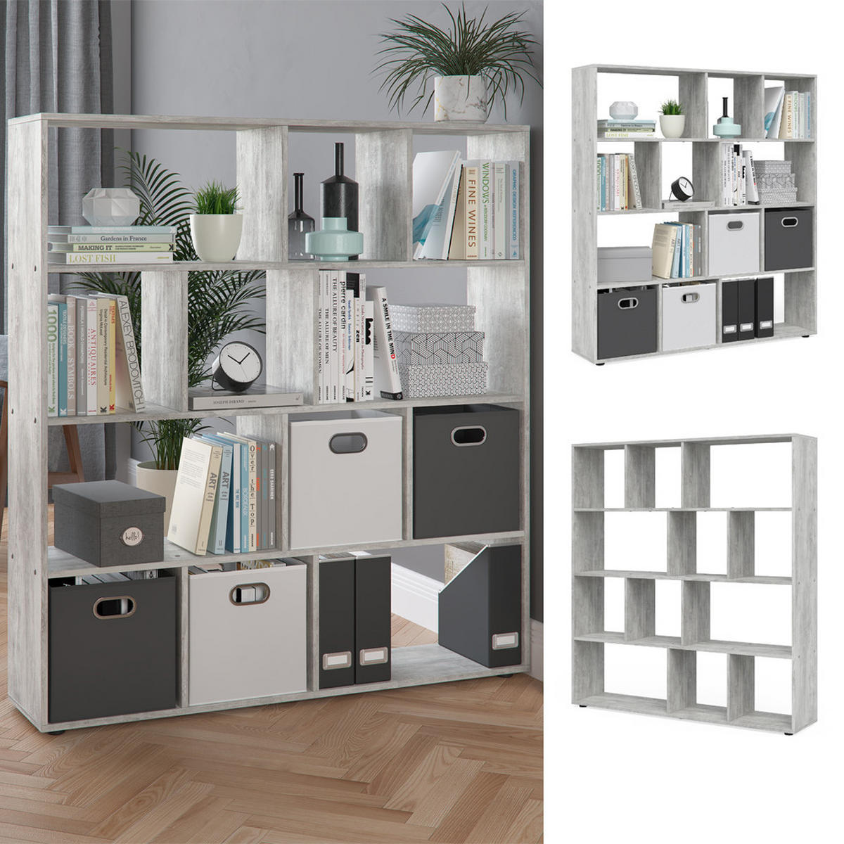 RAUMTEILER Pilar Grau 131.6 x 143 cm - Grau, Holzwerkstoff (131.6/143/29cm) - Vicco
